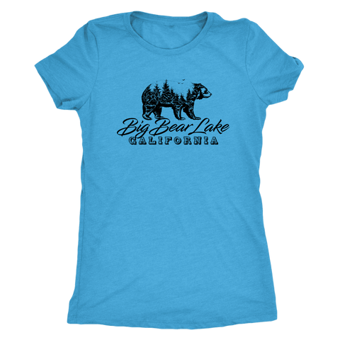 Image of Big Bear Lake California V.2, Womens, Black T-shirt Next Level Womens Triblend Vintage Turquoise S