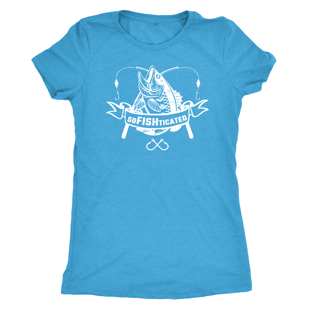 soFISHticated Womens White T-shirt Next Level Womens Triblend Vintage Turquoise S