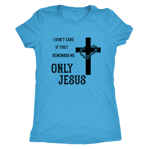 Image of Only Jesus! Black Print T-shirt Next Level Womens Triblend Vintage Turquoise S