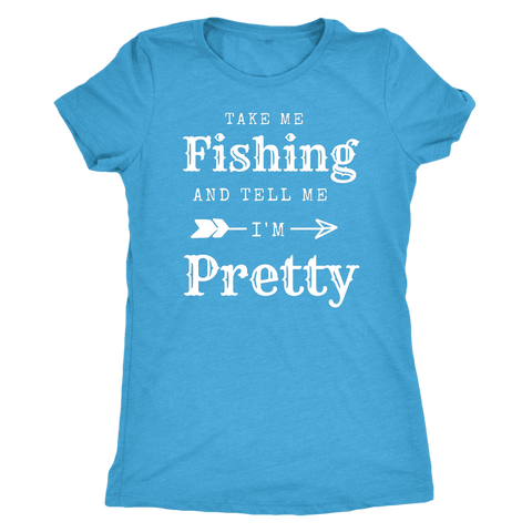 Image of Take Me Fishing T-shirt Next Level Womens Triblend Vintage Turquoise S