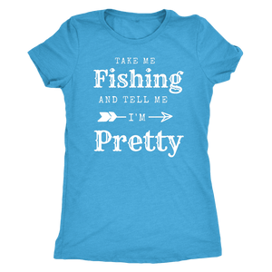 Take Me Fishing T-shirt Next Level Womens Triblend Vintage Turquoise S