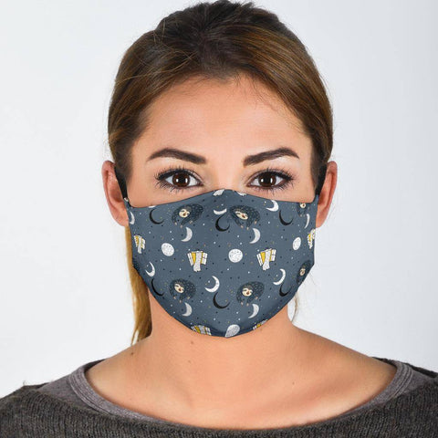 Image of Sleeping Space Sloth Face Mask Face Mask Face Mask - Small Pattern Adult Mask + 2 FREE Filters (Age 13+) 