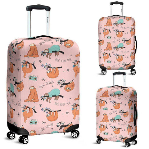 Image of Cool Sloths Luggage Cover Pink 