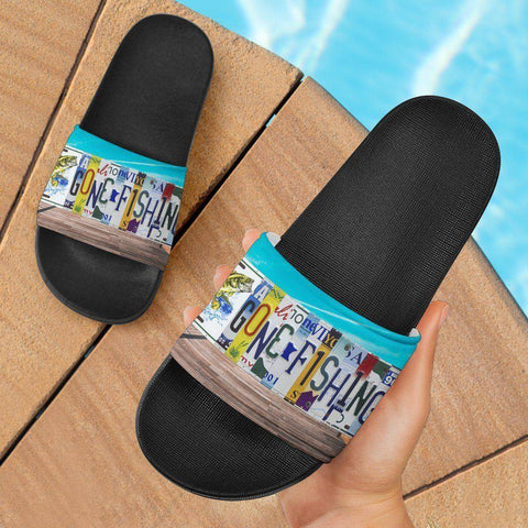 Image of Gone Fishing Slide Sandals | Perfect For Fishing Or... Slides 