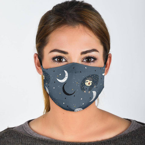 Image of Sleeping Space Sloth Face Mask Face Mask Face Mask - Large Pattern Adult Mask + 2 FREE Filters (Age 13+) 