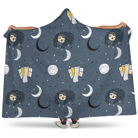 Sleeping Space Sloth Hooded Blanket Large Print