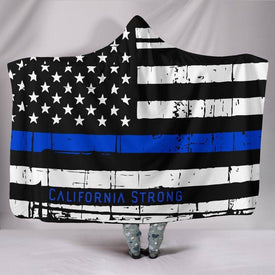 Premium Thin Blue Line Hooded Blanket, California 