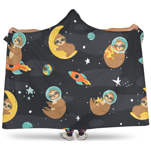 Sleeping Sloth Hooded Blanket Large Print