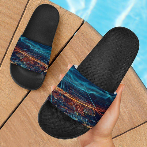 Image of Electric Circuit Board Slide Sandals Slides 