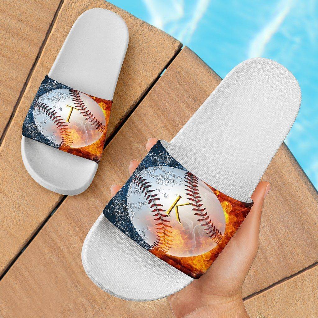 Custom Baseball Slide Sandals | TK White 