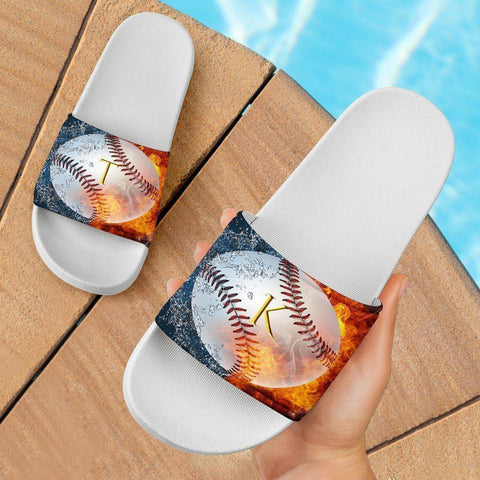 Image of Custom Baseball Slide Sandals | TK White 