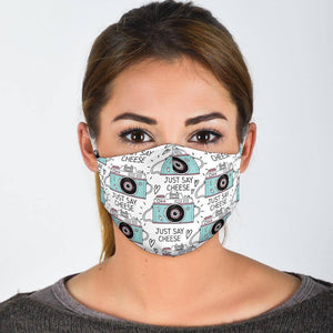 Say Cheese Face Mask Face Mask - White Adult Mask + 2 FREE Filters (Age 13+) 
