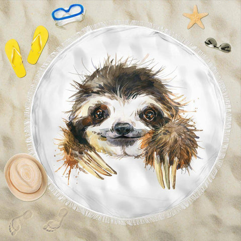 Image of Happy Sloth Beach Blanket Beach Blanket 