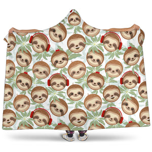 Dj Sloth Hooded Blanket Large Print