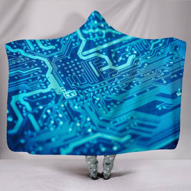 Premium Hoodie Blanket with Blue Circuit Board V.1 