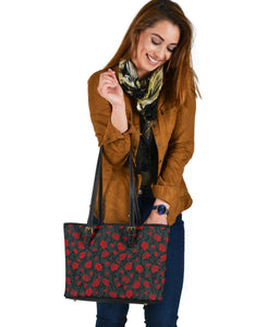 Red Roses Vegan Leather Tote Bags 