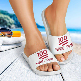 100 Percent Wine Time Slide Sandals | Don't Judge