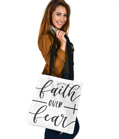 Image of Faith Over Fear Canvas Tote Tote Bag 