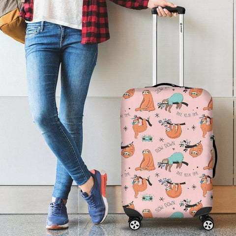 Image of Cool Sloths Luggage Cover Pink 