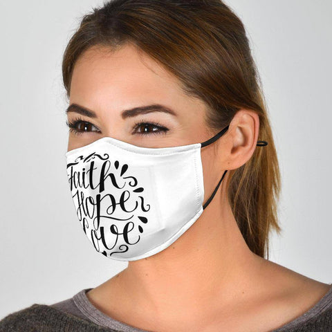 Image of Faith Hope Love Face Mask Black Face Mask 