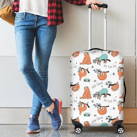 Image of Cool Sloths Luggage Cover White 