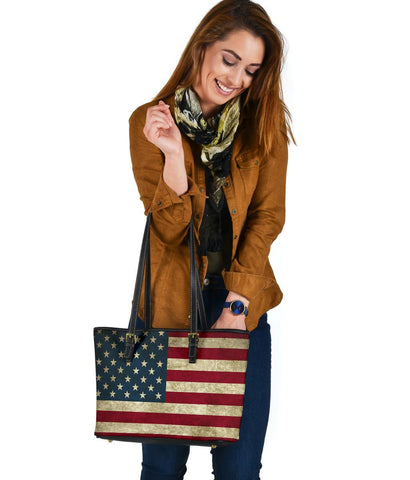 Image of American Flag Vegan Leather Tote Bags 