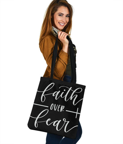 Image of Faith Over Fear, Canvas Tote Tote Bag 
