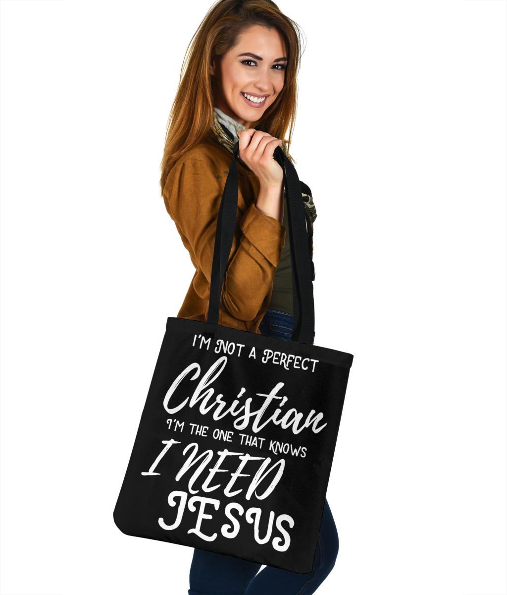 Not Perfect, I Need Jesus, Canvas Tote Tote Bag 