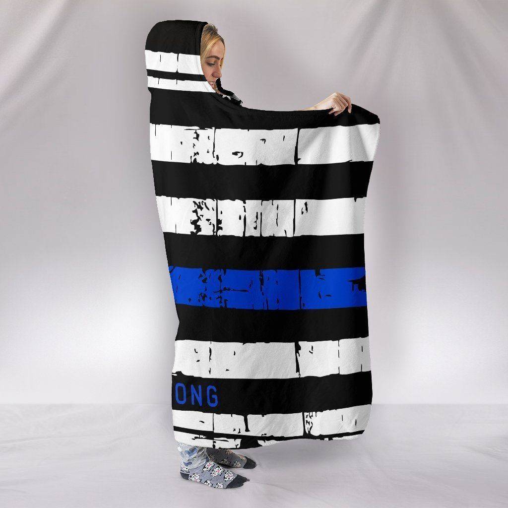 Premium Thin Blue Line Hooded Blanket, California 