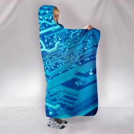 Premium Hoodie Blanket with Blue Circuit Board V.1