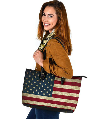 Image of American Flag Tote, Large Vegan Leather Bags 