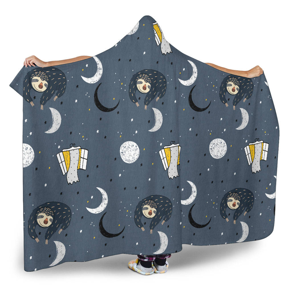Sleeping Space Sloth Hooded Blanket Large Print