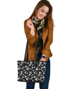 White Roses and Butterflies, Vegan Leather Tote Bags 