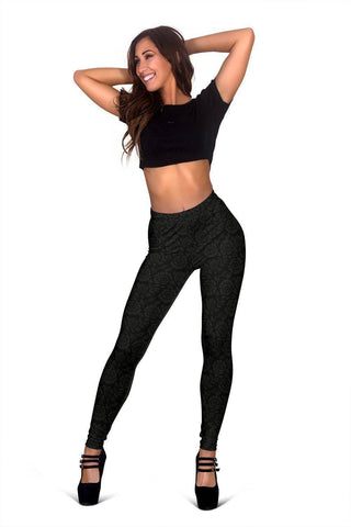 Image of Premium Leggings with Grey Flowers 