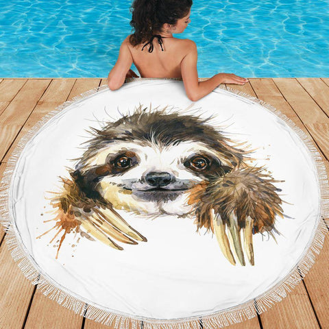 Image of Happy Sloth Beach Blanket Beach Blanket 