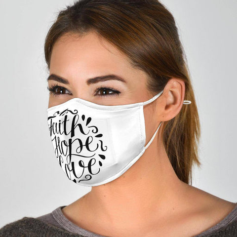 Image of Faith Hope Love Face Mask Black Face Mask 