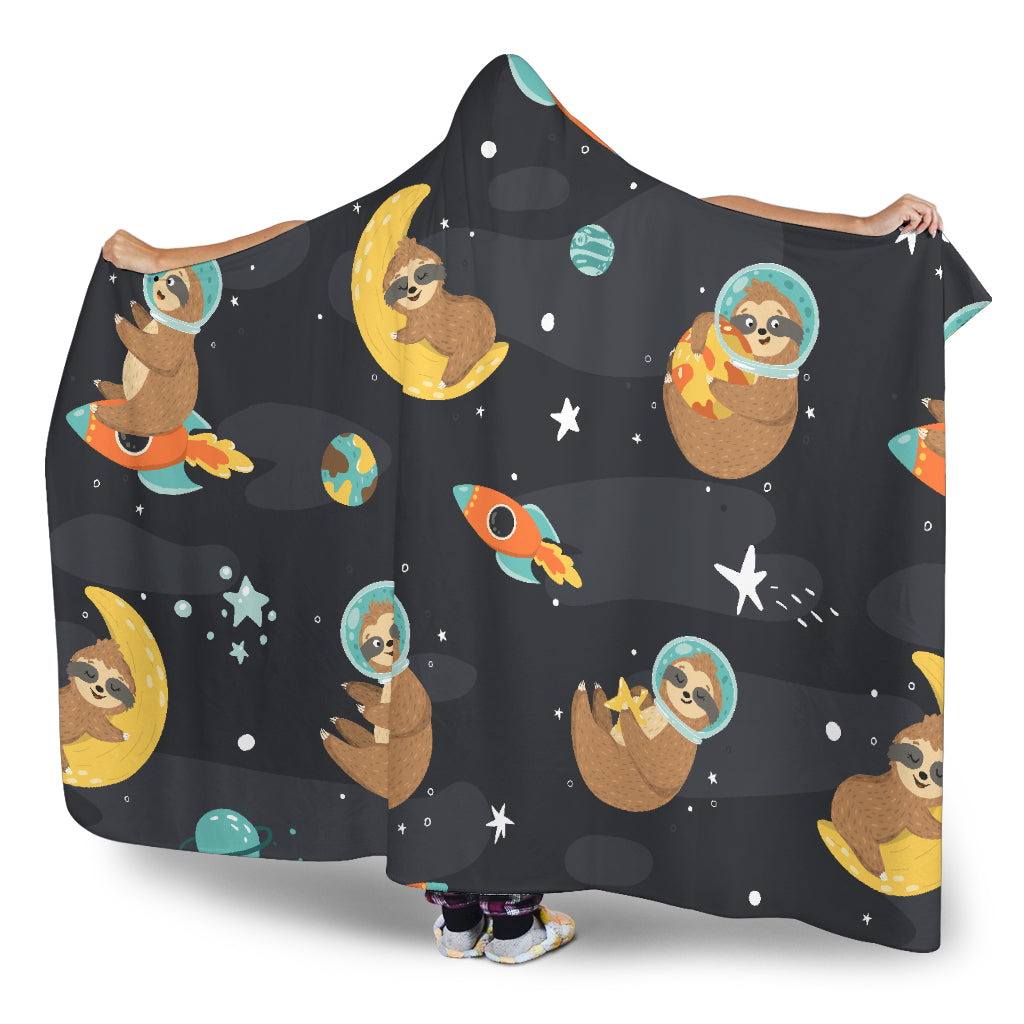 Sleeping Sloth Hooded Blanket Large Print
