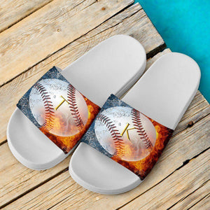 Custom Baseball Slide Sandals | TK White 
