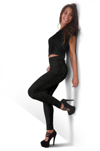 Premium Leggings with Grey Flowers 