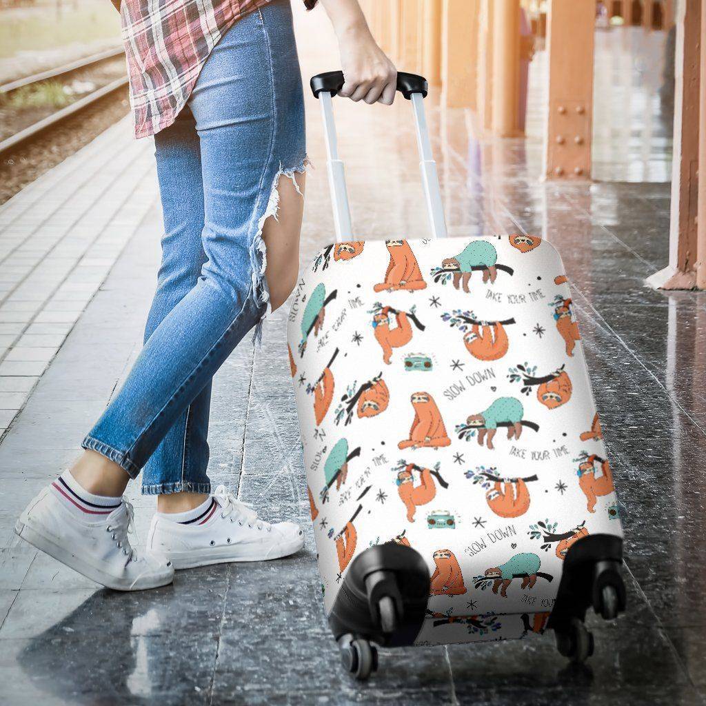 Cool Sloths Luggage Cover White 