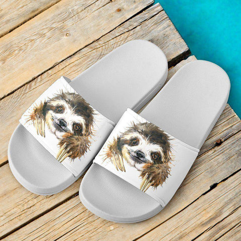 Image of Super Cute Watercolor Sloth Slide Sandals Slides 