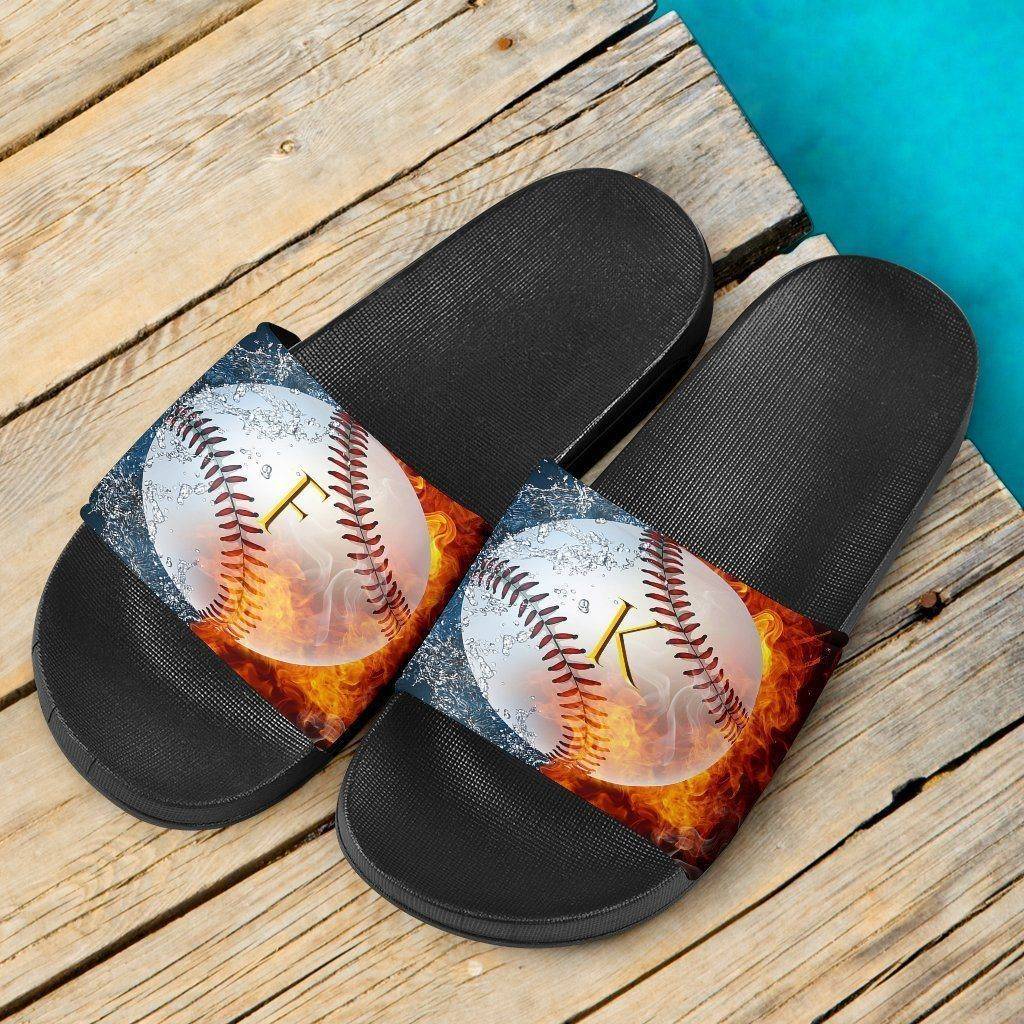 Custom Baseball Slide Sandals | FK Black Slides 