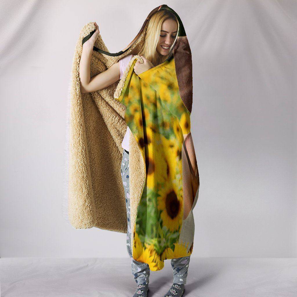 Peacful Sunflower Field Hoodie Blanket 