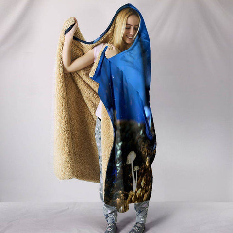 Image of Cool Blue Butterfly Hoodie Blanket 