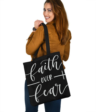 Image of Faith Over Fear, Canvas Tote Tote Bag 