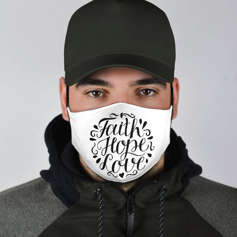 Image of Faith Hope Love Face Mask Black Face Mask 