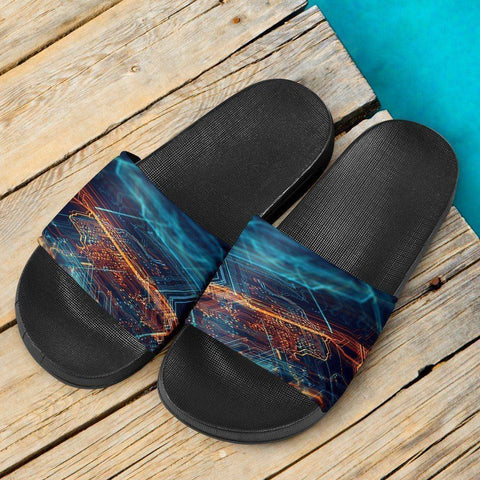 Image of Electric Circuit Board Slide Sandals Slides 