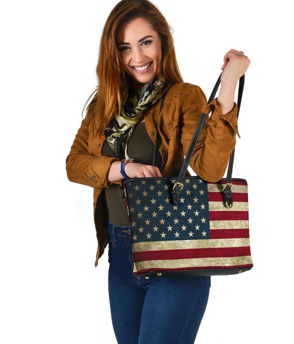 American Flag Vegan Leather Tote Bags 