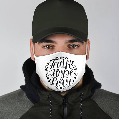Image of Faith Hope Love Face Mask Black Face Mask 