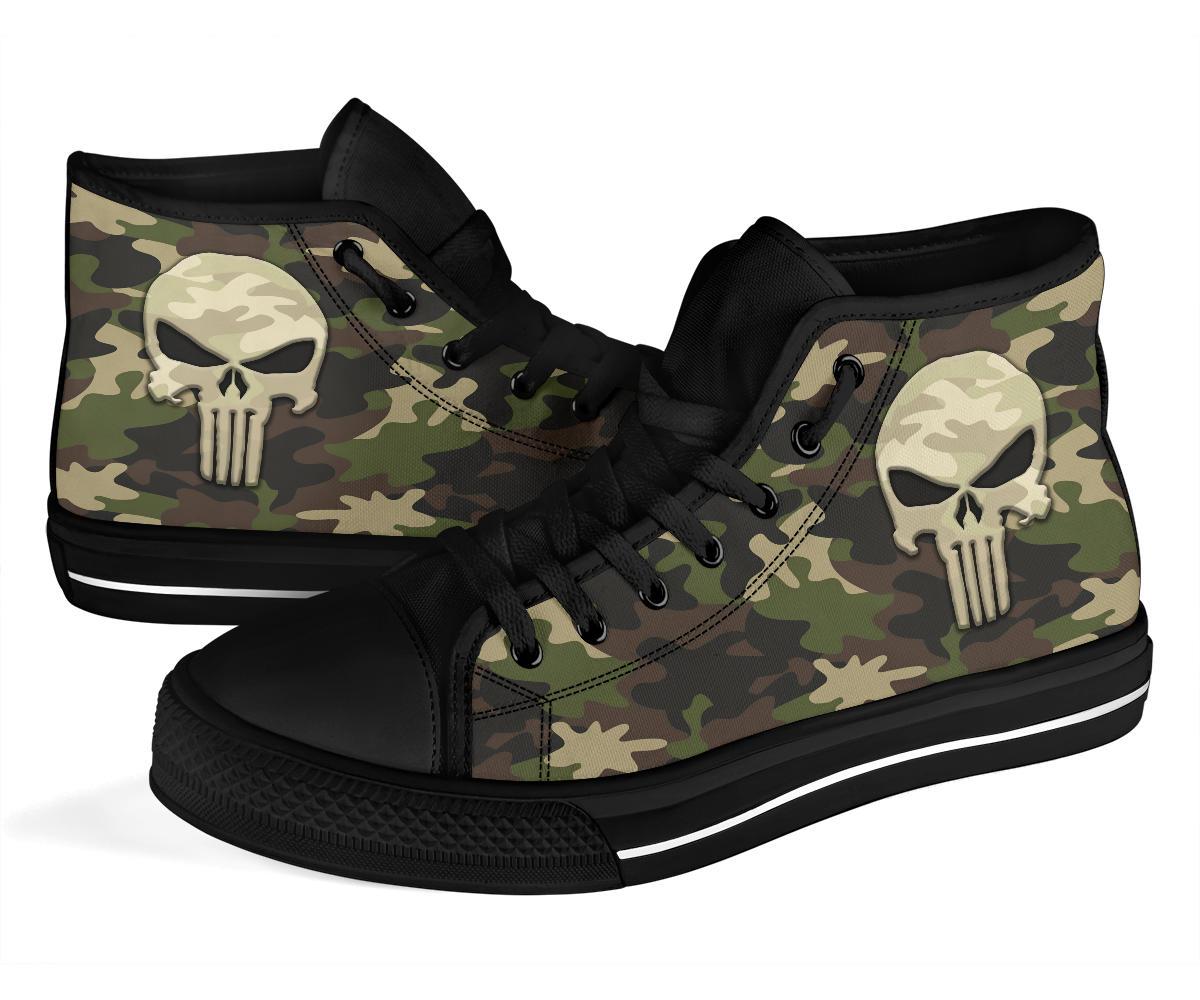 Camo Punisher Canvas High Tops Shoes 